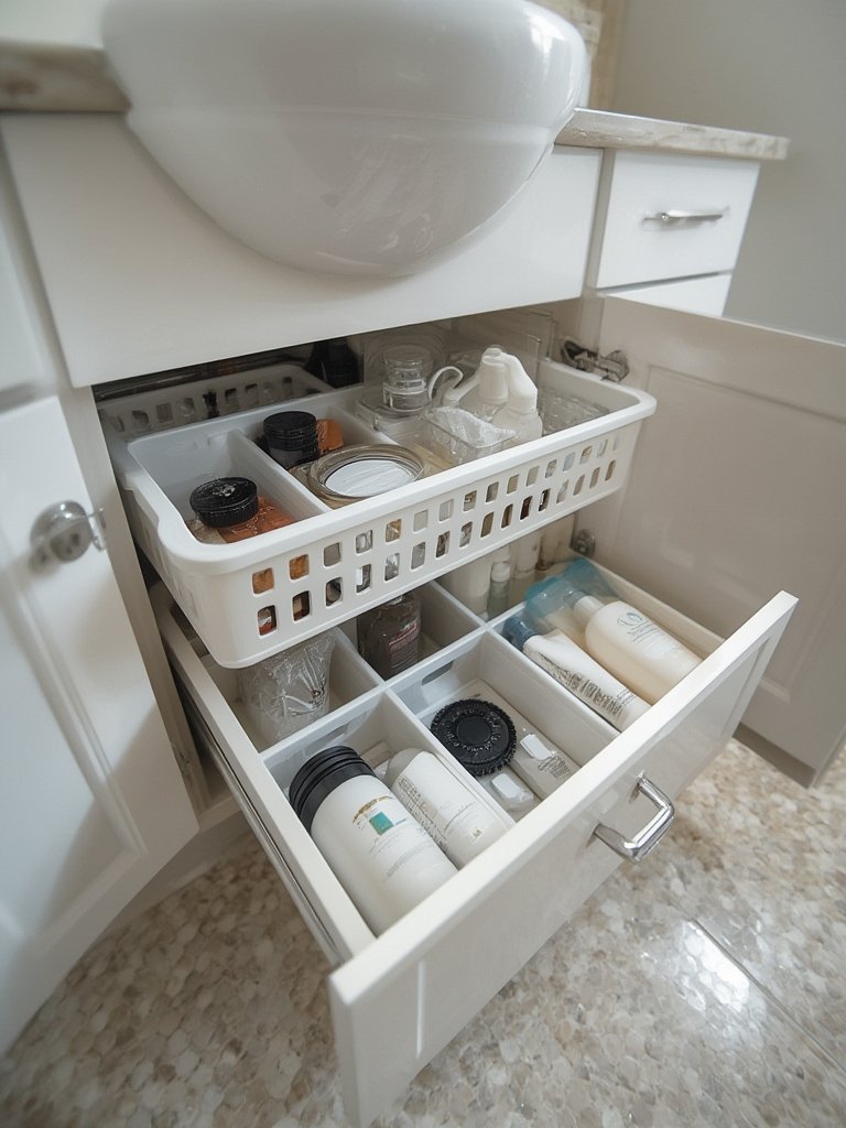 bath organizer in action